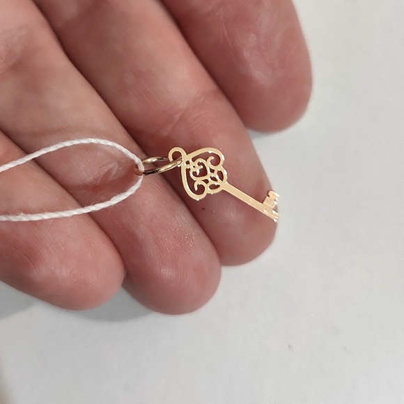 Key Rose Gold Plated Sterling Silver Pendant Charm - Picture 8 of 13